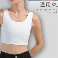 les束胸抗震防抖 绷带加强 超平女学生束胸内衣背心短款 大胸显小 12套头款白色 S 胸围以下80cm下