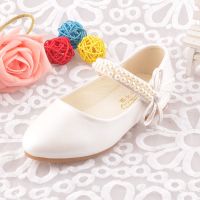 儿童春秋白色皮鞋女童校服平底小白鞋女孩子花童白色礼服表演鞋 白色 26码内长16.3cm