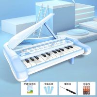 儿童电子琴宝宝早教音乐玩具电子琴小钢琴2-3-5-6岁女孩益智玩具 天蓝色基础版--25键琴套装