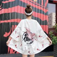 中国风仙鹤七分袖情侣衬衫女港风日系开衫道袍和服休闲防晒衣外套 #道袍防嗮衣-圆圈白鹤# M 建议70-90斤