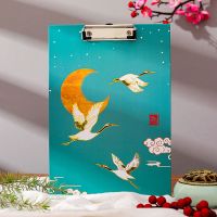 古风文件夹写字垫板考试学习用品夹子文具试卷收纳神器夹板写字板 鹤鸣系列-云中白鹤