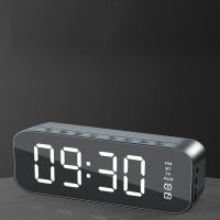 新款双闹钟蓝牙音响无线收音机插卡迷你小钢炮音箱镜面手机音箱 黑色