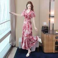 2021新款夏季碎花雪纺连衣裙法式轻熟风收腰显瘦中长款气质裙子女 花色 修身款 S 85-95