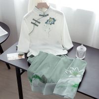 改良版汉服女装两件旗袍连衣裙套装连衣裙洋气减龄2021年新款夏季 单件 绿色半身裙 S [建议80-95斤]
