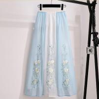 汉服旗袍改良连衣裙法式茶歇裙子套装民国风女装复古洋装小个子夏 浅蓝色半身裙 S [建议80-95斤]新品促销