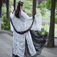 峦秋原创正版汉服女齐胸襦裙仙女古装长款学生闺蜜套装日常古风 白色大袖衫 XS