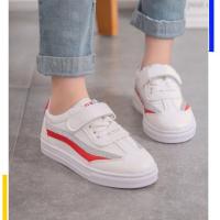 女童小白鞋2021新款儿童透气板鞋小学生百搭童鞋女孩春夏款休闲鞋 红色 耐磨防滑实心底 25码鞋内长约16厘米