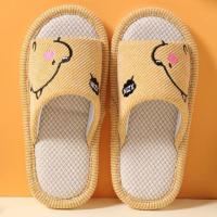 儿童拖鞋夏季男童亚麻拖鞋防滑居家用四季春秋软底幼儿园室内童鞋 黄色 28/29(适合脚长18-19cm)