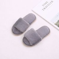 女童棉鞋儿童棉拖鞋毛毛软底亲子鞋室内防滑亚麻家用男童拖鞋秋冬 525灰色 23-24码内长15.5