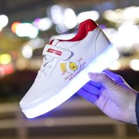 充电发光鞋童鞋男童街舞亮灯鞋女童带灯鬼步鞋夜光鬼步舞鞋小白鞋 小红鸭 收藏+手指灯+竹蜻蜓 44