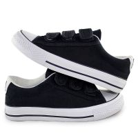 童鞋男童高帮帆布鞋夏季韩版板鞋荧光男孩中大童女童小童儿童鞋 儿童粘带黑色 30