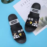 大男孩刺激战场凉拖鞋夏季2019新款儿童男防滑吃鸡凉拖鞋8至15岁 黑色 35