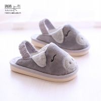 秋冬婴幼儿童室内拖鞋卡通可爱软底防滑包头学步鞋男女宝宝小拖鞋 B-902小猪灰色 内长17.5cm/19码 3岁到4岁