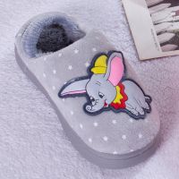 宝宝棉拖鞋男3岁2冬季防滑可爱卡通小孩室内儿童棉拖鞋女带后包跟 灰色小飞象 有带子 15码内长14cm约1-2岁