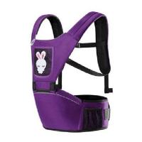 多功能前抱式婴儿背带宝宝背袋腰凳四季可拆式单凳透气 四季布兔款 紫色