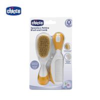 意大利Chicco羊毛软毛梳子婴儿宝宝专用梳头垢梳头发头皮按摩刷子 桔色
