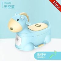 家用便盆尿盆女宝宝小孩蹲便婴幼儿小马桶女孩男孩儿童马桶坐便器 小马[经典款]天空蓝+刷子