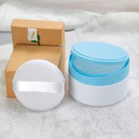 婴儿爽身粉盒舒适型便携盒带隔层新生宝宝儿童带扑 蓝色+1个粉扑 140克容量