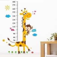 儿童身高尺宝宝量身高墙贴3d儿童房卧室可移除可记录卡通测量仪尺 长劲鹿(贴纸)