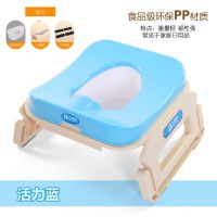 便携式折叠儿童坐便器男旅行车载马桶宝宝坐便凳女幼儿小孩蹲便器 活力蓝PP材质 不包含袋子