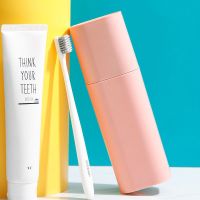 [牙具盒]旅行便携式洗漱杯创意牙膏牙刷盒可爱情侣洗漱牙杯套装 心动款(可爱粉)