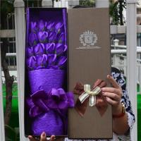 创意生日礼物送女生闺蜜老婆毕业520情人节礼物香皂玫瑰花束礼盒 18朵咖盒 紫