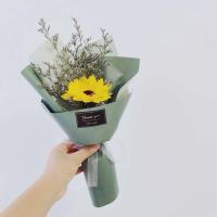 ins干花花束满天星棉花向日葵玫瑰香皂花永生花生日送同学女友礼 单只黄色向日葵