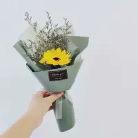 ins干花花束满天星棉花向日葵玫瑰香皂花永生花生日送同学女友礼 单只黄色向日葵