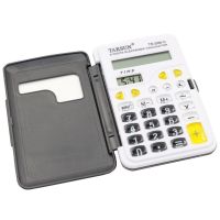 小学生计算器多功能水晶按键可爱迷你随身便携可翻盖儿童考试专用 黑色带时间