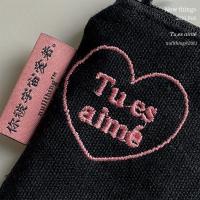 nullthing你被宇宙爱着系列桃心黑色桃心笔袋帆布袋 黑色桃心小方包1个 纵向大号