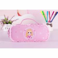 笔袋女生韩版小学生简约文具盒女大容量多功能可爱清新儿童铅笔盒 7496少女粉