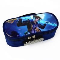 中小学生笔袋男孩绝地求生双层大容量铅笔盒吃鸡王者密码锁文具包 至尊宝拉杆箱锁款