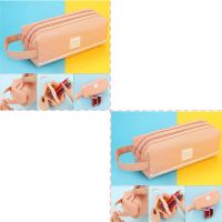 大容量笔袋韩版学生文具盒ins帆布铅笔袋女小清新果冻胶铅笔盒 帆布粉色 一个[不赠]