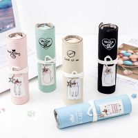 笔帘卷笔袋多功能帆布男女生文具盒简约铅笔袋学生大容量个性笔袋 颜色随机一个(配笔袋)