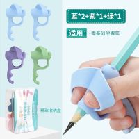 猫太子握笔器矫正器小学生幼儿园笔套铅笔保护套宝宝写字矫正器 企鹅款-(蓝蓝+紫+绿4个装)