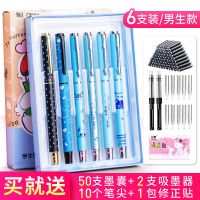 永生卡通钢笔小学生金属正姿练字套装墨水囊刚笔 6支装男生款 送50支墨囊+笔尖+吸墨器