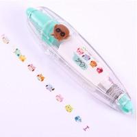 韩国文具创意按压式花边带可爱彩色修饰带 手账DIY日记装饰修正带 蓝绿猫头鹰