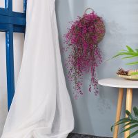 仿真花壁挂假花装饰客厅墙上吊篮塑料花藤绿植吊兰卧室遮挡墙挂饰 短款一束金钟柳【不送花篮】默认紫红