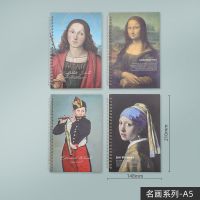 b5简约小清新加厚线圈本a5可爱横线学生抄写本记事本笔记本子套装 A5笔记本[抄写本] 名画[A5/4本装]