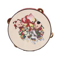 儿童跳舞专用铃鼓女孩优质仿羊皮幼儿园手拍鼓打击乐器舞蹈道具 普通小号（直径14cm）