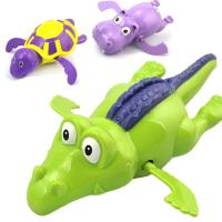 [3只装]儿童洗澡戏水玩具游泳发条玩具乌龟鳄鱼河马上链小动物 乌龟+鳄鱼+河马(颜色随机)
