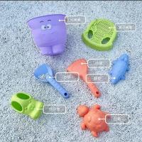 儿童萌趣鲸鱼拉杆箱套装男女孩多功能沙滩玩沙挖沙子戏水海边玩具 大象桶[紫罗兰沙滩七件套]