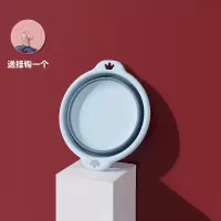 [九块九]可折叠盆鱼饵盆户外塑料盆婴儿小号洗脸洗脚便携式浴盆 小号天空蓝-折叠盆[2只装]