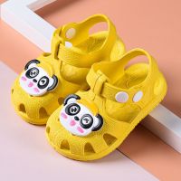 儿童包头防尿学步鞋夏季婴儿软底 0-1-2-3男女童宝宝居家防滑凉鞋 款01 （107熊猫）黄色 15码 内长11.0c