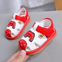 2021夏季凉鞋儿童叫叫鞋0-1-2男女学步鞋软底防滑学步鞋 w111红色 内长13.0cm 19码