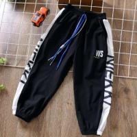 男童裤子夏季薄款中大童洋气儿童防蚊裤超薄速干小男孩束脚休闲裤 黑色拼接防蚊裤 110