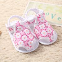 婴儿鞋男女宝宝0-1岁春秋夏软底凉鞋学步鞋3-6月防滑童鞋布鞋鞋子 洋红色 凉鞋花朵粉 内长10.5cm (适合0-4个