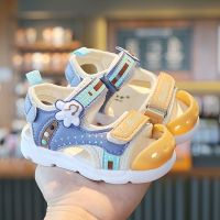 宝宝凉鞋2021夏季儿童软底机能鞋中小童包头沙滩鞋男女宝宝学步鞋 宝蓝色 内长12.0cm 18码