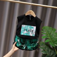 男童夏装套装儿童夏季帅气POLO衫男宝宝帅气时髦短袖短裤2021新款 椰树黑色 80 建议身高70-80cm