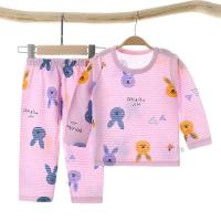 儿童家居服套装空调服长袖中小男女童睡衣1-12岁宝宝夏天衣服A类 竹节棉-小伙伴长袖 80(建议身高70-80cm)